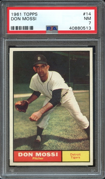 1961 TOPPS 14 DON MOSSI PSA NM 7
