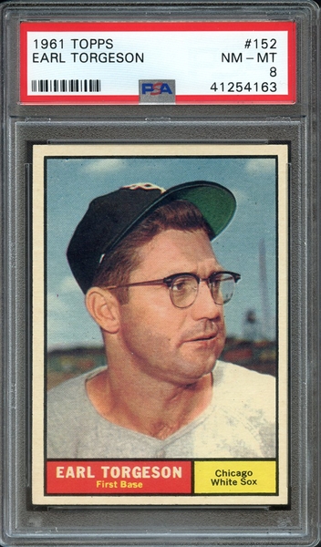 1961 TOPPS 152 EARL TORGESON PSA NM-MT 8