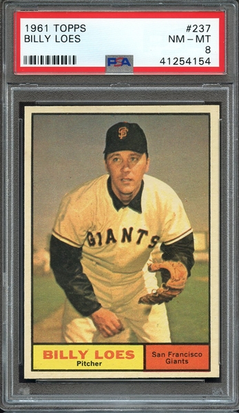 1961 TOPPS 237 BILLY LOES PSA NM-MT 8