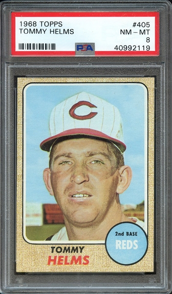 1968 TOPPS 405 TOMMY HELMS PSA NM-MT 8