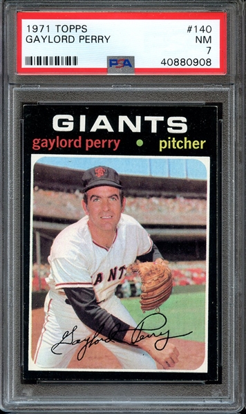 1971 TOPPS 140 GAYLORD PERRY PSA NM 7