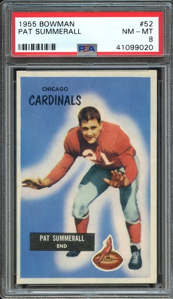 1955 BOWMAN 52 PAT SUMMERALL PSA NM-MT 8