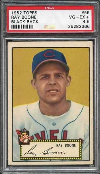 1952 TOPPS 55 RAY BOONE BLACK BACK PSA VG-EX+ 4.5