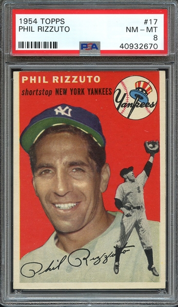 1954 TOPPS 17 PHIL RIZZUTO PSA NM-MT 8
