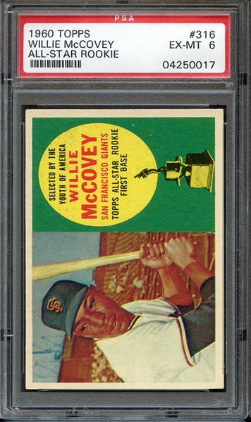 1960 TOPPS 316 WILLIE McCOVEY RC PSA EX-MT 6