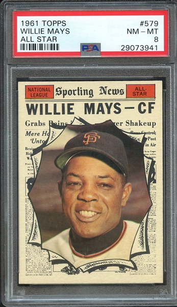 1961 TOPPS 579 WILLIE MAYS ALL STAR PSA NM-MT 8