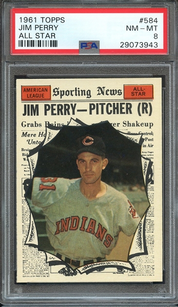 1961 TOPPS 584 JIM PERRY ALL STAR PSA NM-MT 8