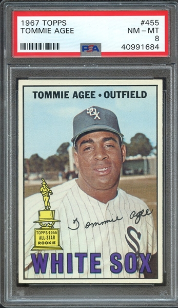1967 TOPPS 455 TOMMIE AGEE PSA NM-MT 8