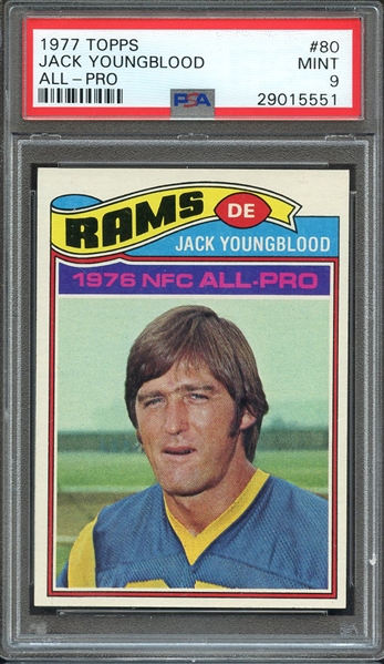 1977 TOPPS 80 JACK YOUNGBLOOD ALL-PRO PSA MINT 9