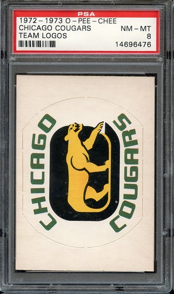 1972-73 O-PEE-CHEE TEAM LOGOS CHICAGO COUGARS PSA NM-MT 8