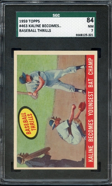 1959 TOPPS 463 AL KALINE BECOMES YOUNGEST BATTING CHAMP SGC NM 84 / 7