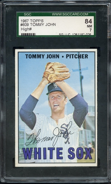 1967 TOPPS 609 TOMMY JOHN SGC NM 84 / 7