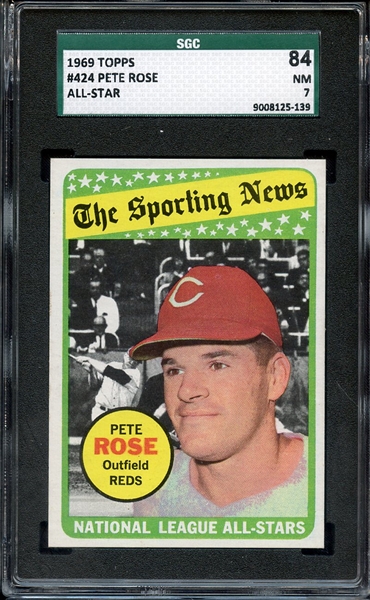 1969 TOPPS 424 PETE ROSE ALL STAR SGC NM 84 / 7