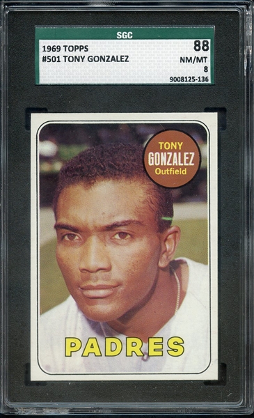 1969 TOPPS 501 TONY GONZALEZ SGC NM/MT 88 / 8