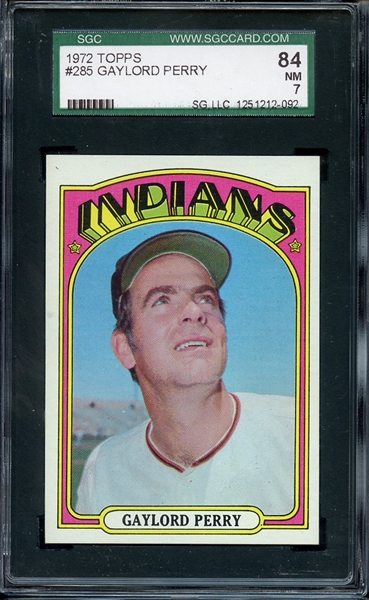 1972 TOPPS 285 GAYLORD PERRY SGC NM 84 / 7