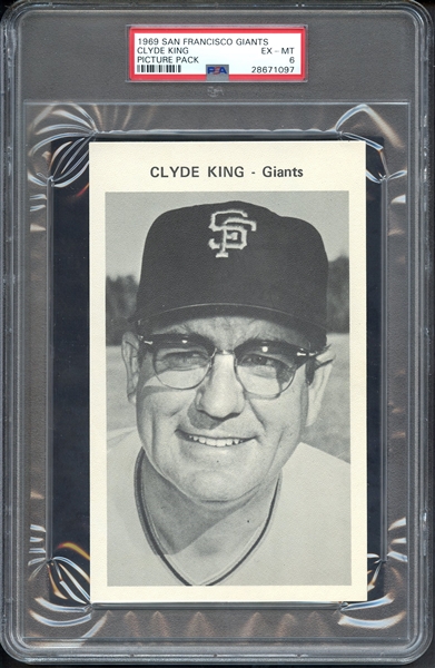 1969 SAN FRANCISCO GIANTS PICTURE PACK CLYDE KING PICTURE PACK PSA EX-MT 6