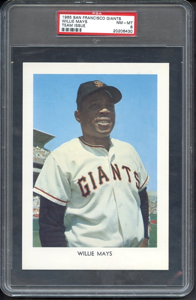 1965 SAN FRANCISCO GIANTS TEAM ISSUE WILLIE MAYS TEAM ISSUE PSA NM-MT 8