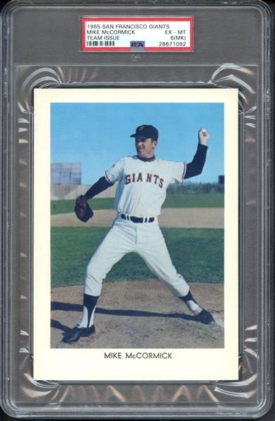 1965 SAN FRANCISCO GIANTS TEAM ISSUE MIKE McCORMICK TEAM ISSUE PSA EX-MT 6 (MK)