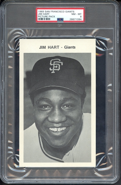 1969 SAN FRANCISCO GIANTS PICTURE PACK JIM HART PICTURE PACK PSA NM-MT 8