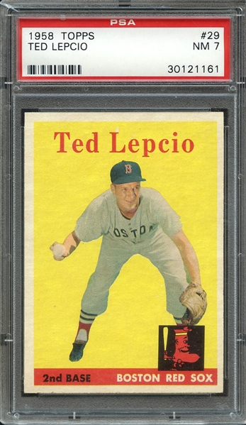 1958 TOPPS 29 TED LEPCIO PSA NM 7 * SMALL CRACK *