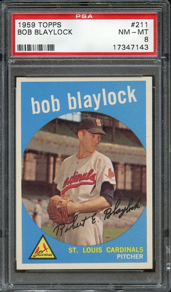 1959 TOPPS 211 BOB BLAYLOCK PSA NM-MT 8