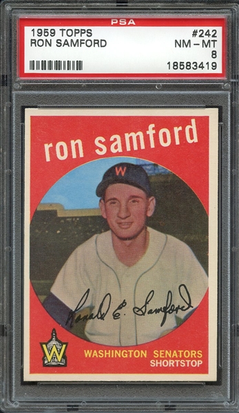 1959 TOPPS 242 RON SAMFORD PSA NM-MT 8