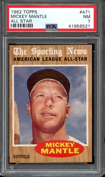 1962 TOPPS 471 MICKEY MANTLE ALL STAR PSA NM 7
