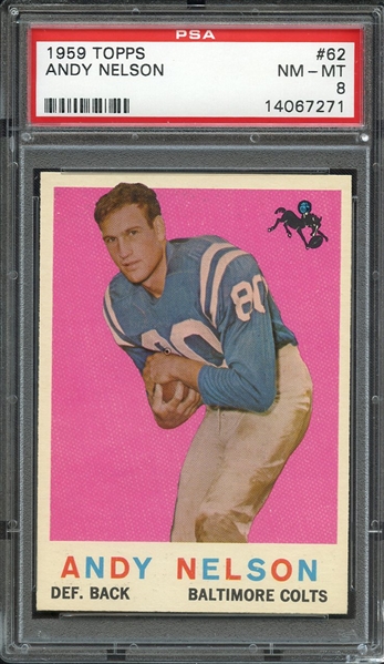 1959 TOPPS 62 ANDY NELSON PSA NM-MT 8