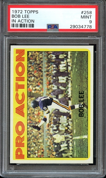 1972 TOPPS 258 BOB LEE IN ACTION PSA MINT 9