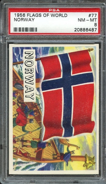 1956 FLAGS OF WORLD 77 NORWAY PSA NM-MT 8