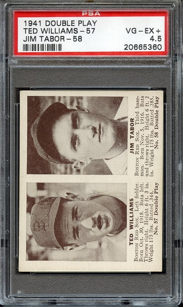 1941 DOUBLE PLAY TED WILLIAMS-57 JIM TABOR-58 PSA VG-EX+ 4.5