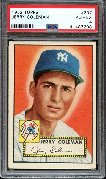 1952 TOPPS 237 JERRY COLEMAN PSA VG-EX 4