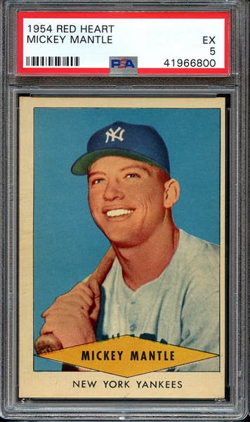 1954 RED HEART MICKEY MANTLE PSA EX 5