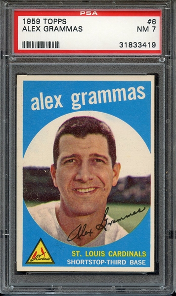 1959 TOPPS 6 ALEX GRAMMAS PSA NM 7