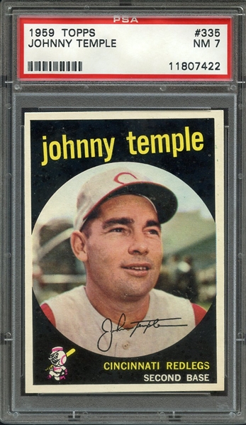 1959 TOPPS 335 JOHNNY TEMPLE PSA NM 7