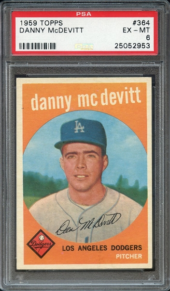 1959 TOPPS 364 DANNY McDEVITT PSA EX-MT 6