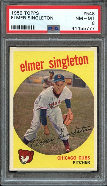 1959 TOPPS 548 ELMER SINGLETON PSA NM-MT 8