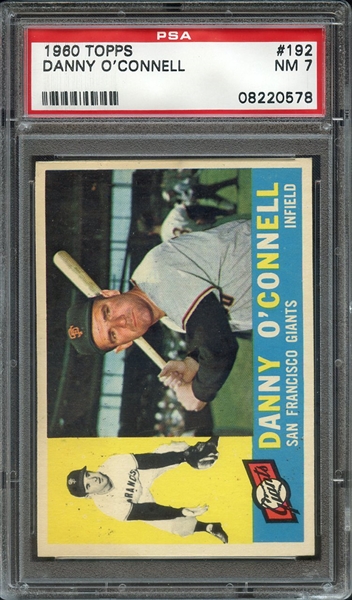 1960 TOPPS 192 DANNY O'CONNELL PSA NM 7