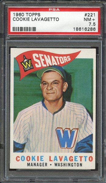 1960 TOPPS 221 COOKIE LAVAGETTO PSA NM+ 7.5