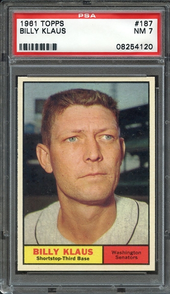 1961 TOPPS 187 BILLY KLAUS PSA NM 7