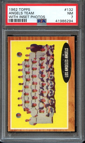 1962 TOPPS 132 ANGELS TEAM WITH INSET PHOTOS PSA NM 7