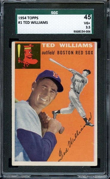 1954 TOPPS 1 TED WILLIAMS SGC VG+ 45 / 3.5