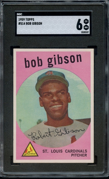 1959 TOPPS 514 BOB GIBSON RC SGC EX-MT 6