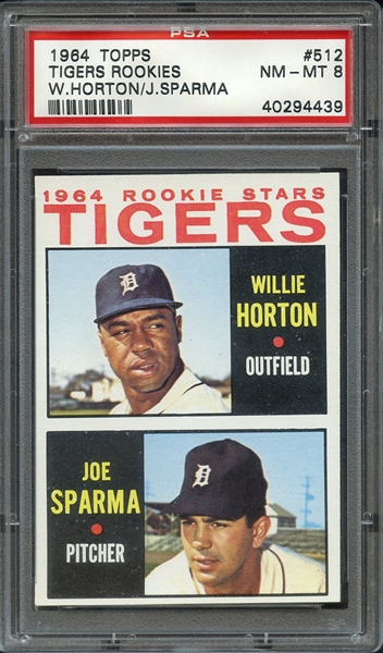 1964 TOPPS 512 TIGERS ROOKIES W.HORTON/J.SPARMA PSA NM-MT 8