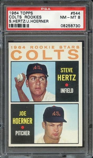 1964 TOPPS 544 COLTS ROOKIES S.HERTZ/J.HOERNER PSA NM-MT 8