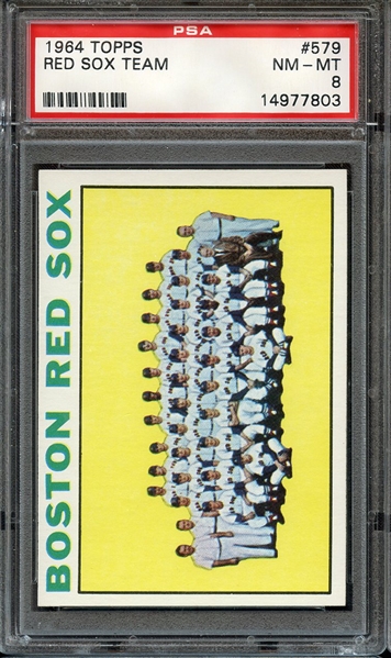 1964 TOPPS 579 RED SOX TEAM PSA NM-MT 8