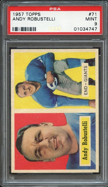 1957 TOPPS 71 ANDY ROBUSTELLI PSA MINT 9