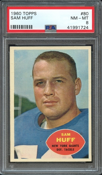 1960 TOPPS 80 SAM HUFF PSA NM-MT 8