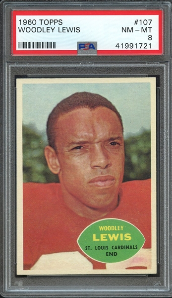 1960 TOPPS 107 WOODLEY LEWIS PSA NM-MT 8