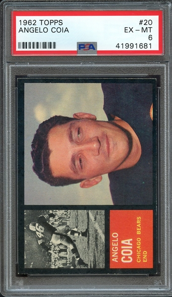 1962 TOPPS 20 ANGELO COIA PSA EX-MT 6